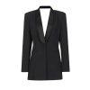 412Nh6tCXOL.jpg Women Autumn Single Button Backless Full Sleeve Ladies Black Blazer Coat Long Suit Jacket