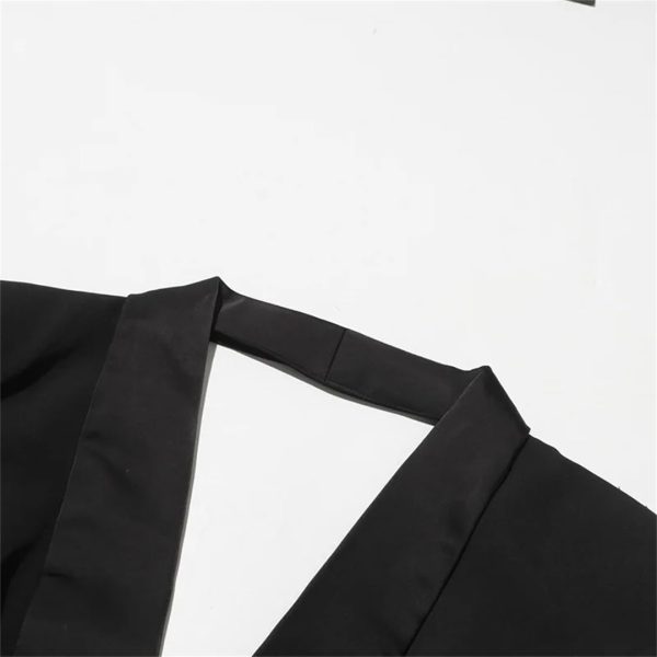 41AtiGpS3FL.jpg Women Autumn Single Button Backless Full Sleeve Ladies Black Blazer Coat Long Suit Jacket