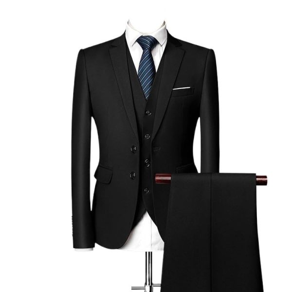 Mens Slim Fit Business Formal Suit Set 3 Piece Including Vest Trousers Modern Stylish Mens Fashion Clothing