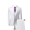 Wedding Suit for Men 3 Piece Slim Fit Formal Tuxedo Set Pants Vest for Business Prom Office Event Outfit(White,X-Large)