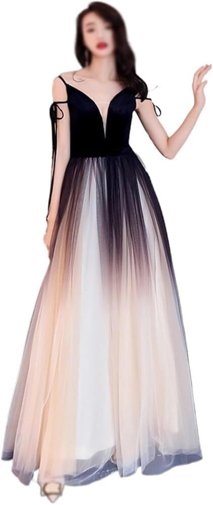 Fashionable Casual V-Neck Cocktail Party Dress Womens Elegant Slim Fit Formal Evening Gown
