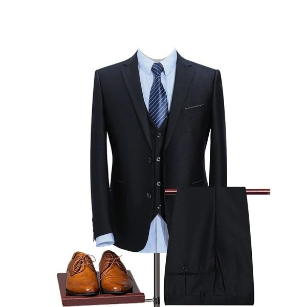 Mens Business Casual Suit Three Piece Outfit Formal Set Classic Workwear Slim Fit Apparel