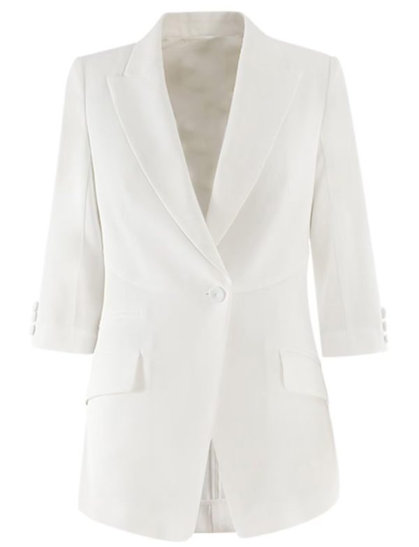 Women's Suit Jacket Summer 3/4 Sleeve Blazer Business Casual One Button Outfits for Work