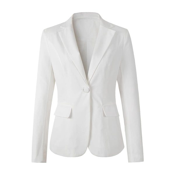 Womens One Button Blazer Lightweight Office Work Suit Jacket