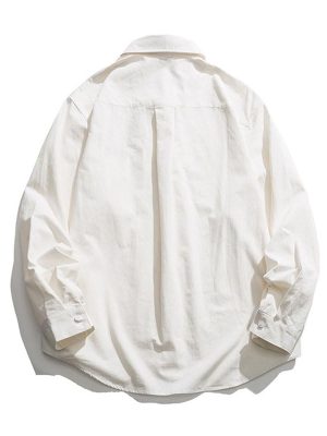 Casual Shirt Fashion Lapel Cotton Long Sleeve Cardigan Breathable Sweat-Wicking Business Workwear Shirt(OneColor,Large)