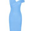 Women's Cut Out One Shoulder Sleeveless Split Club Party Fashion Bandage Dress