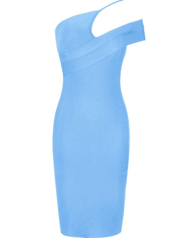 Women's Cut Out One Shoulder Sleeveless Split Club Party Fashion Bandage Dress