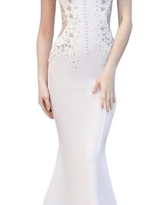 White Wedding Toast Dress for Women Slim Fit Formal Reception Gown Thank You Dinner Evening Dresses