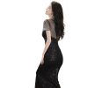 Elegant Round Neck Black Sequin Cocktail Dress Women Formal Party Evening Dress