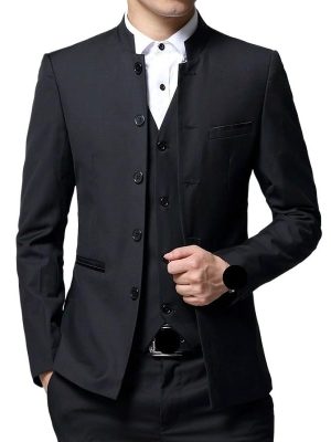 Slim Fit Men’s 3 Piece Formal Suit Set Vest and Pants for Wedding Office Business or Prom Look