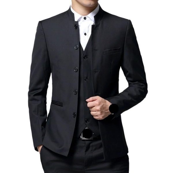 Slim Fit Men’s 3 Piece Formal Suit Set Vest and Pants for Wedding Office Business or Prom Look