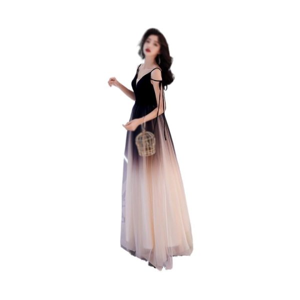 Fashionable Casual V-Neck Cocktail Party Dress Womens Elegant Slim Fit Formal Evening Gown