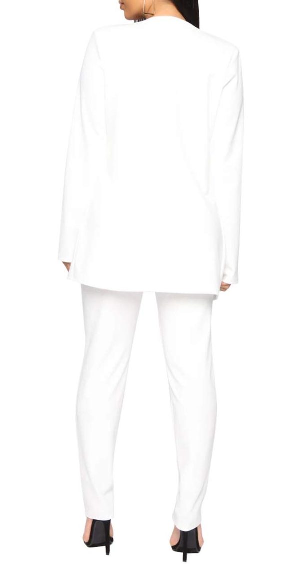 Women's 2 Piece Outfit Casual Solid Open Front Blazer and Pencil Pant Suits Set