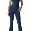 Flare Jumpsuits for Women Spaghetti Straps Scoop Neck Bodycon Full Length Casual Unitard Playsuit