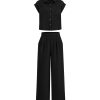 Womens 2 Piece sets Summer Cap Sleeve Tops Palazzo Pants Dressy Casual Vacation Travel Outfits Tracksuits