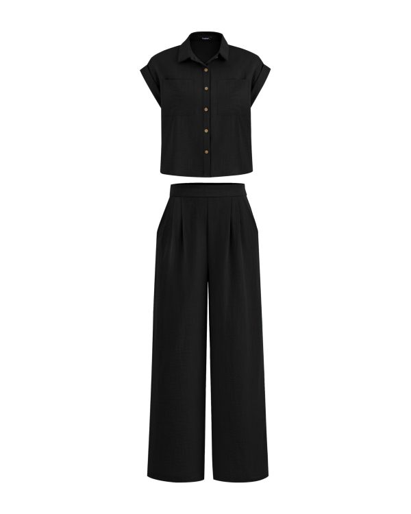 Womens 2 Piece sets Summer Cap Sleeve Tops Palazzo Pants Dressy Casual Vacation Travel Outfits Tracksuits