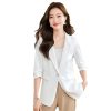 Women Spring Summer Professional Slim Half Sleeve Jacket Office Work Coat Tops White Blazer