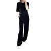 Plus Size Women's Velvet Set - Short Sleeve Top & Straight Leg Pants Premium Relaxed Fit