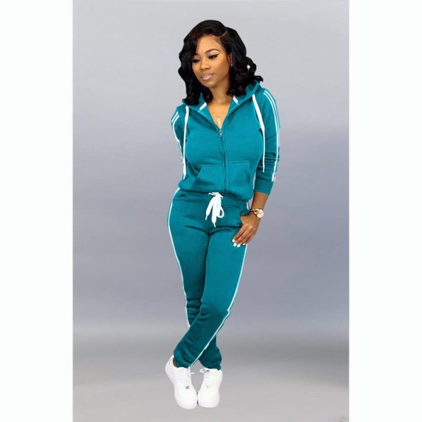 Womens Two Piece Outfits Casual Sweatsuits Solid Tracksuit Jogging Sweat Suits Matching Jogger Hoodie Pants Set