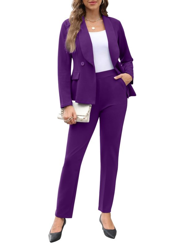 Women's Fall Business Pant Suit Long Sleeve Formal 2 Piece Blazer Set Casual Office Work Outfits 2024