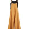 Women Casual Loose Long Bib Pants Wide Leg Jumpsuits Baggy Cotton Rompers Overalls with Pockets PZZTYP2