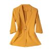 Women's Spring Summer Half Sleeve Office Coat Top All Match Stylish Jacket Blue Blazer