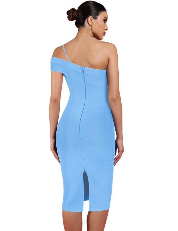 Women's Cut Out One Shoulder Sleeveless Split Club Party Fashion Bandage Dress