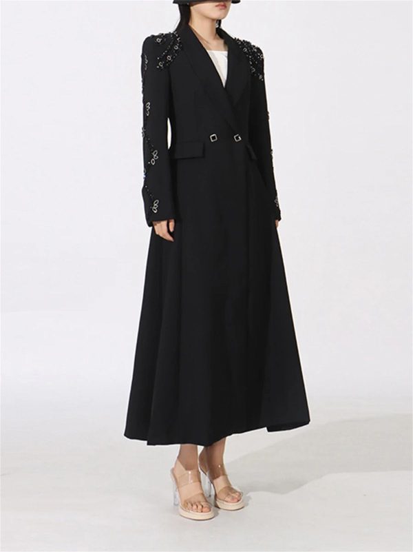 Women's Diamond Mini Dress - Lapel Long Sleeve Slimming Sexy