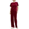 Women's Active Wear Set - Short Sleeve Tee & Athletic Pants Velvet Feel Sport Lounge
