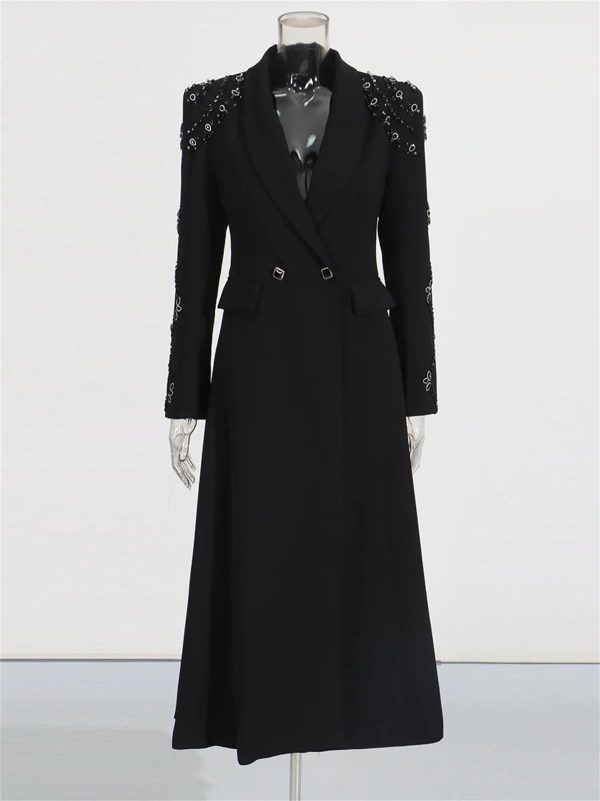 Women's Diamond Mini Dress - Lapel Long Sleeve Slimming Sexy