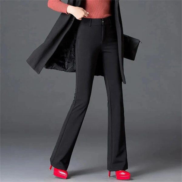 High Elastic Spring Summer Flare Pants Casual Straight Trousers for Women Work Suit Pants Loose Female Pantalon