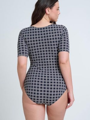 Women’s Modest Short Sleeve One Piece Swimsuit with Removable Soft Cups and Scoop Neckline Swim Wear Must Have