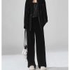 Women's Silky Velvet Suit - Contrast Trim Shirt & Wide-Loose Pants Elegant Style