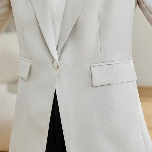 Women Spring Summer Professional Slim Half Sleeve Jacket Office Work Coat Tops White Blazer