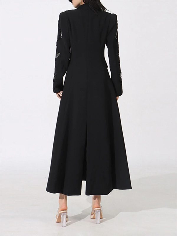 Women's Diamond Mini Dress - Lapel Long Sleeve Slimming Sexy