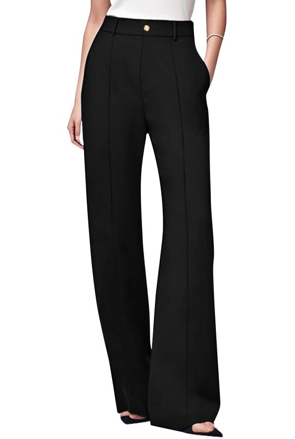 Women's Wide Leg Pants, High Waist Business Work Elastic Suit Pants for Woman, Sports Straight Trousers