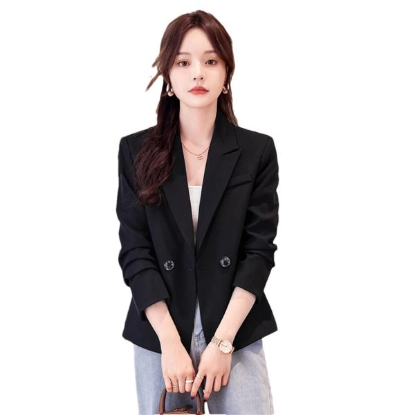 51MU6cYNjRL.jpg Women 2 Button Office Long Sleeve Solid Coats Turn Down Collar Vintage Jacket Loose Blazer