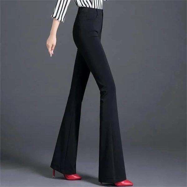 High Elastic Spring Summer Flare Pants Casual Straight Trousers for Women Work Suit Pants Loose Female Pantalon
