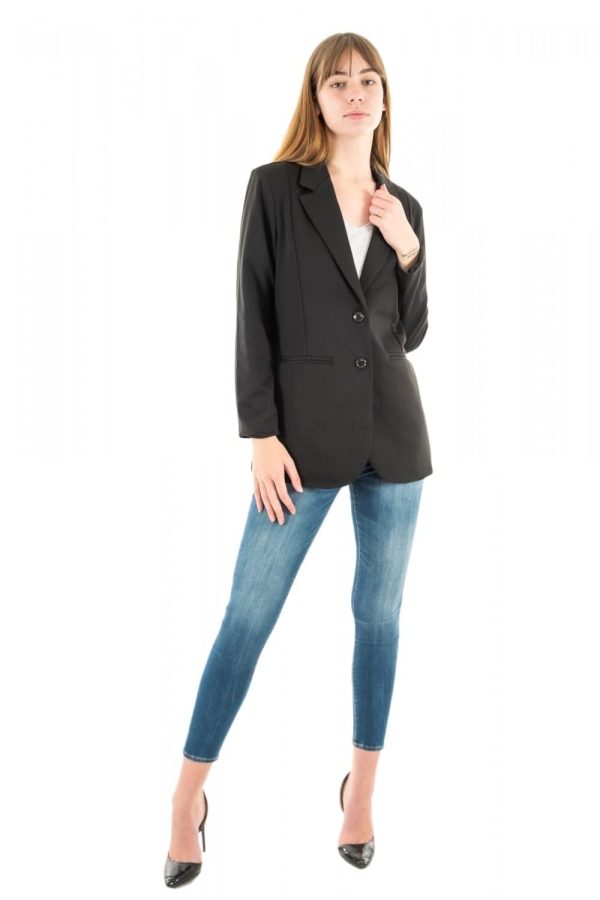 Women's IHKATE Casual Long Sleeve Lapel Collar Buttons Work Office Suit Blazer Jacket with Pockets