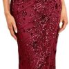 Sequin Evening Dress for Women V Neck Long Slit Formal Gown Wedding Guest Prom Floor Length Party Dress