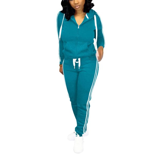 Womens Two Piece Outfits Casual Sweatsuits Solid Tracksuit Jogging Sweat Suits Matching Jogger Hoodie Pants Set
