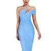 Women's Cut Out One Shoulder Sleeveless Split Club Party Fashion Bandage Dress