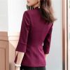 Women Summer Half Sleeve Slim Jacket Temperament Business Stand Collar Blazer OL Coat