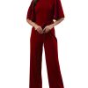 Women Casual Loose Short Sleeve Belted Wide Leg Pant Romper Jumpsuits