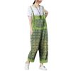 Women Vintage Printed Jumpsuits Loose Washed Denim Overalls Print Simple Rompers Pants