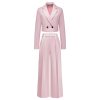 Women's Suit 2 Piece Casual Outfits Cropped Blazer High Waisted Wide Leg Pants for Work