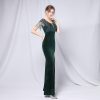 Green Sequin Long Dress Women Banquet Wedding Guest Evening Gown Formal Party Dress
