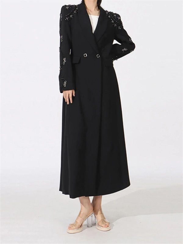 Women's Diamond Mini Dress - Lapel Long Sleeve Slimming Sexy