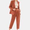 Women's Business Blazer and High Elastic Waist Pant Suit Set Loose Fit Casual Fall Winter 2 Piece Suits for Work