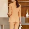 Women Summer Temperament Style Professional Slim Blazer and Pants Two Piece Sets Office Work Wear Yellow Suits